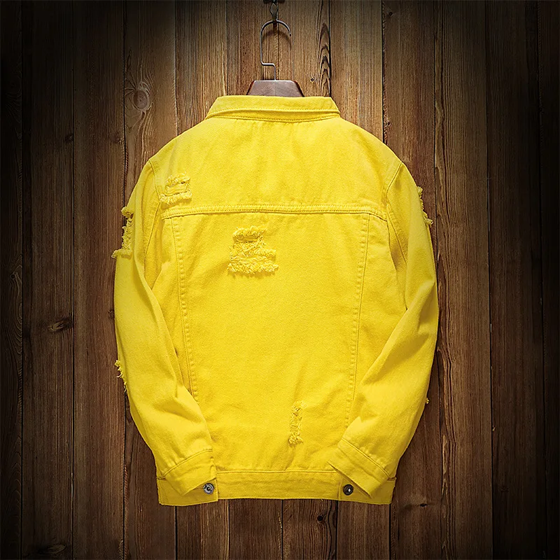 Autumn Yellow Casual with Holes Couples Jeans Coat Men's Autumn Korean-style Trend Laziness-Style Slim Fit Jacket
Autumn Yellow Casual with Holes Couples Jeans Coat Men's Autumn Korean-style Trend Laziness-Style Slim Fit Jacket