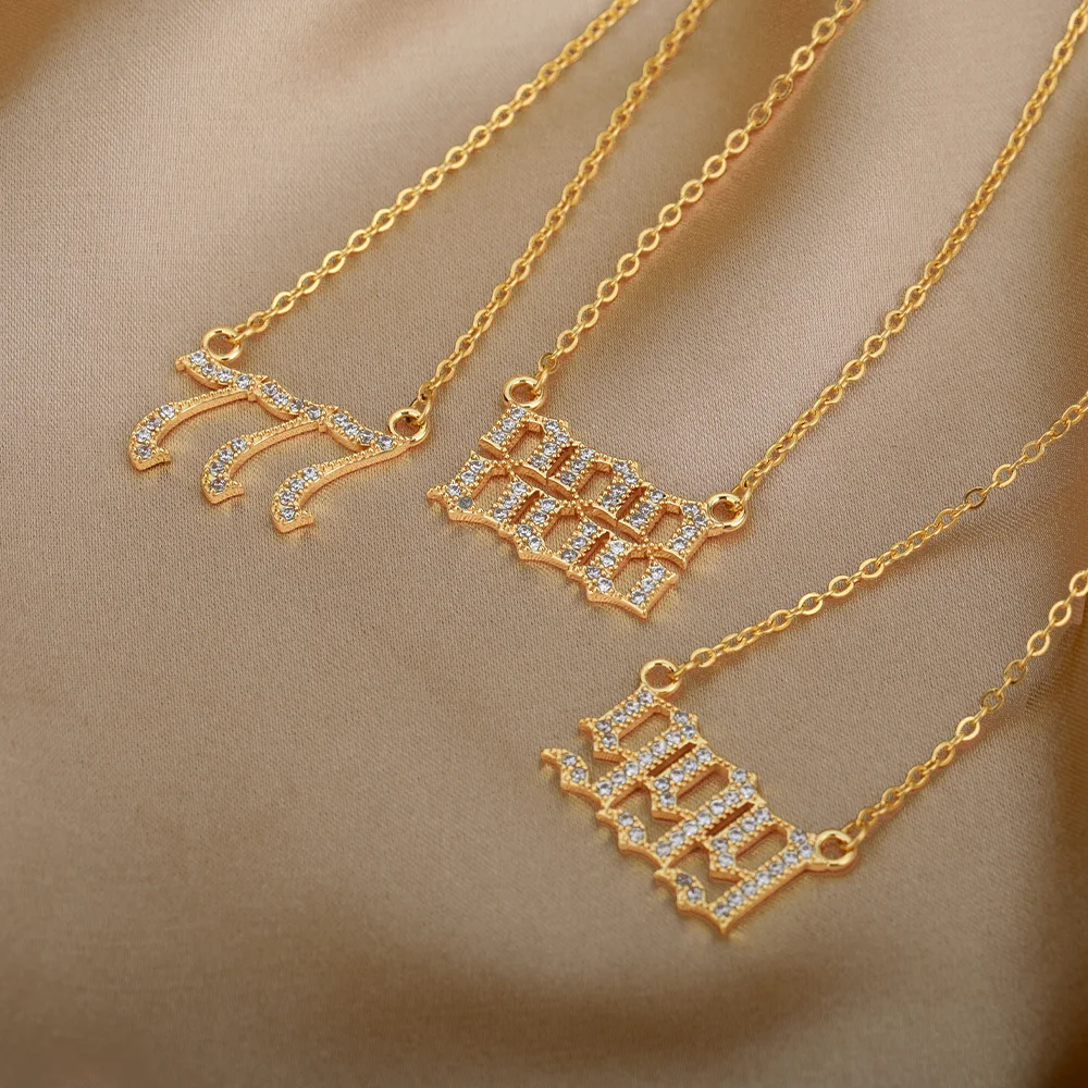 Zircon Angel Number Necklaces 111 222 333 444 555 666 777 888 999 Stainless Steel Necklace For Women Devil Choker Trend Jewelry
Zircon Angel Number Necklaces 111 222 333 444 555 666 777 888 999 Stainless Steel Necklace For Women Devil Choker Trend Jewelry