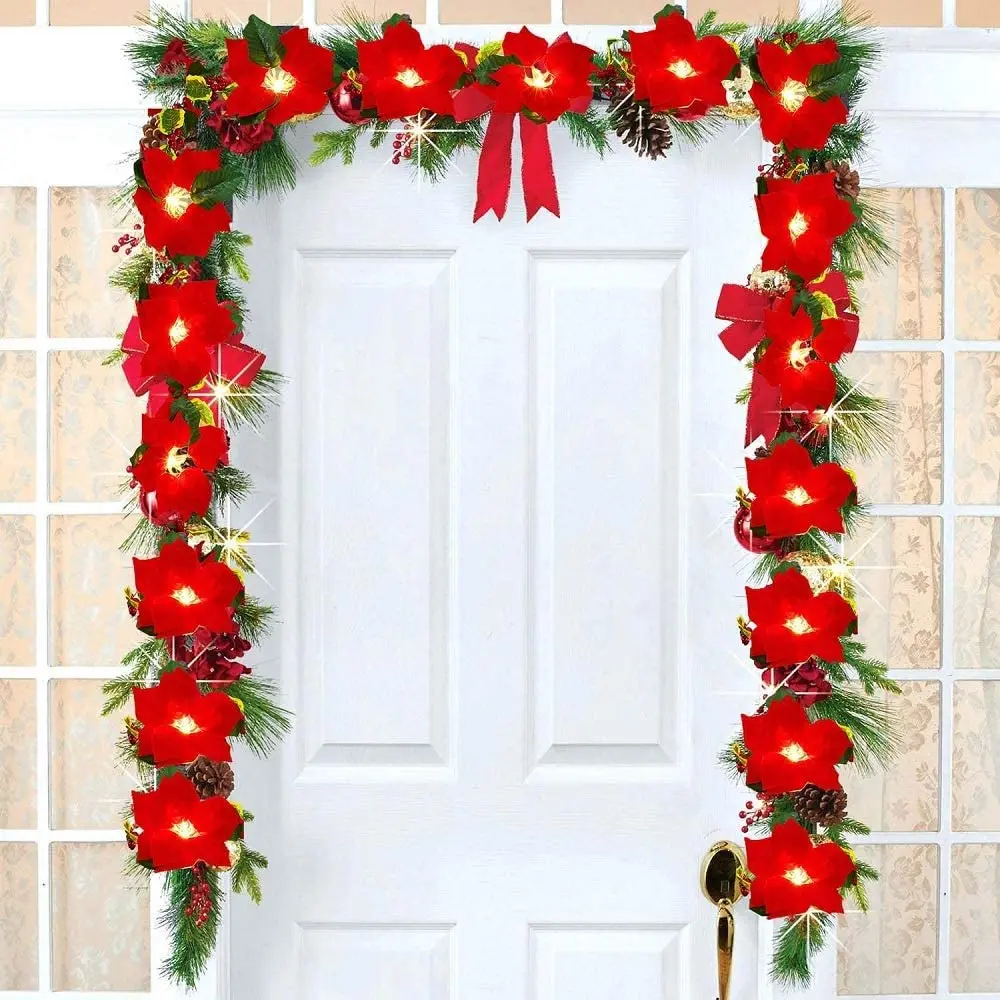 2M Fairy String Light Artificial Red Poinsettia Christmas Garland String for Holiday Outdoor Front Door Garden Indoor Decoration
2M Fairy String Light Artificial Red Poinsettia Christmas Garland String for Holiday Outdoor Front Door Garden Indoor Decoration