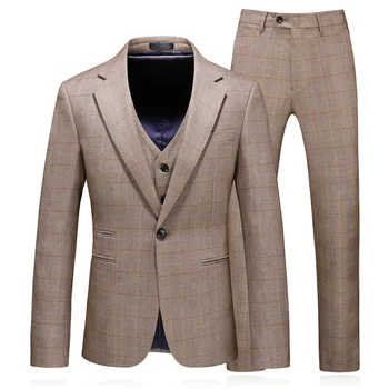 High Quality 3 Piece Men Suits Khaki Plaid Mens Suits 2020 New Groomsmen Wedding Suits
High Quality 3 Piece Men Suits Khaki Plaid Mens Suits 2020 New Groomsmen Wedding Suits