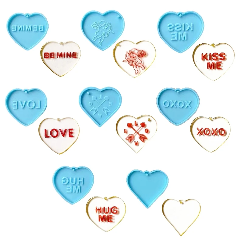 DIY Valentine's Day Series Keychain Pendant Love Cupid Mirror Silicone Mold with Hole Keyring Handmade | Украшения и