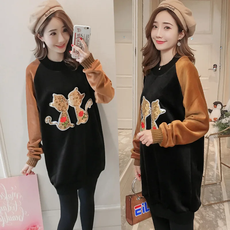 Maternity Clothes Large Size 2019 Winter Style Gold Velvet Brushed And Thick Mid-length Pregnant Women Dress 
Maternity Clothes Large Size 2019 Winter Style Gold Velvet Brushed And Thick Mid-length Pregnant Women Dress