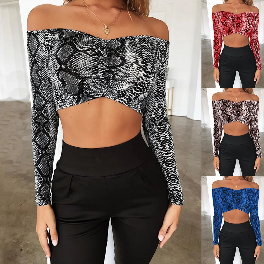 Women Snake Tube Tops Fashion Long Sleeve Tank Tops Strapless Off Shoulder Camis Fit Crop Tops Femme
Women Snake Tube Tops Fashion Long Sleeve Tank Tops Strapless Off Shoulder Camis Fit Crop Tops Femme