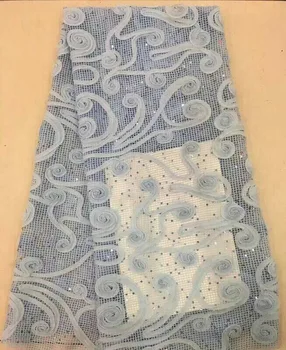 Embroidered tulle lace High Quality African Net lace fabric With Sequins Bridal french lace fabric For Wedding Sky Blue FJ2202 
Embroidered tulle lace High Quality African Net lace fabric With Sequins Bridal french lace fabric For Wedding Sky Blue FJ2202