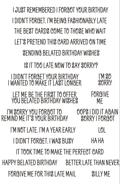 Sorry BIRTHDAY Transparent Clear Silicone Rubber Stamp Seal DIY Scrapbooking photo Album A0773
Sorry BIRTHDAY Transparent Clear Silicone Rubber Stamp Seal DIY Scrapbooking photo Album A0773