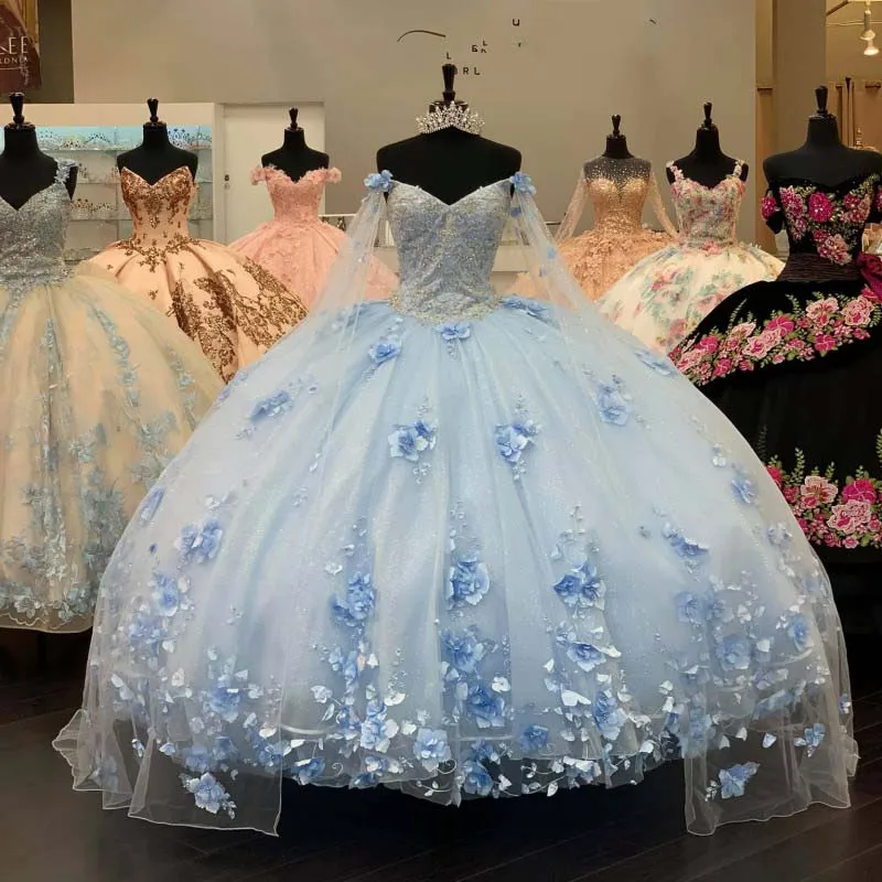Light Blue Long Sleeves Quinceanera Dress with 3D Appliqued Off the Shoulder Pageant Gowns vestidos de 15 años
Light Blue Long Sleeves Quinceanera Dress with 3D Appliqued Off the Shoulder Pageant Gowns vestidos de 15 años