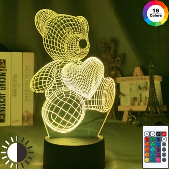 3d Illusion Baby Night Light Bear with Heart Led Touch Switch Colorful Atmosphere for Home Decoration Light Table Lamp Bedside
3d Illusion Baby Night Light Bear with Heart Led Touch Switch Colorful Atmosphere for Home Decoration Light Table Lamp Bedside