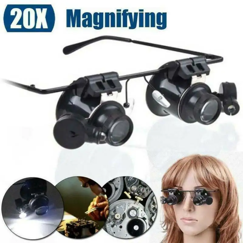 2020 New 20X Glasses Magnifying Magnifier Eyeglasses Loupe Jeweler Watch Repair Tool With LED Light Sight Sunglasses
2020 New 20X Glasses Magnifying Magnifier Eyeglasses Loupe Jeweler Watch Repair Tool With LED Light Sight Sunglasses