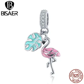 BISAER 925 Sterling Silver Charms Pendant Pink Flamingo & Green Turtle Leaf Beads Fit Bracelet Necklace Zircon Jewelry HVC277
BISAER 925 Sterling Silver Charms Pendant Pink Flamingo & Green Turtle Leaf Beads Fit Bracelet Necklace Zircon Jewelry HVC277