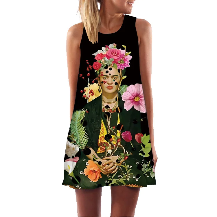 Hot Selling New Style Digital Printing round Neck Expandable Loose off-Shoulder Medium-Length Vest Sleeveless Dress for 2020
Hot Selling New Style Digital Printing round Neck Expandable Loose off-Shoulder Medium-Length Vest Sleeveless Dress for 2020