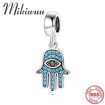 925 Sterling Silver Hand of Fatima Blue Zircon Devil's Eye Pendants Beads fit Pandora Charms Silver 925 Bracelets Original 2019
925 Sterling Silver Hand of Fatima Blue Zircon Devil's Eye Pendants Beads fit Pandora Charms Silver 925 Bracelets Original 2019