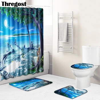 Thregost Anti Slip Mat for Bathroom Toilet Carpet Microfiber Bath Mats Set 3pcs with Shower Curtain Scenic Print Washroom Rugs
Thregost Anti Slip Mat for Bathroom Toilet Carpet Microfiber Bath Mats Set 3pcs with Shower Curtain Scenic Print Washroom Rugs