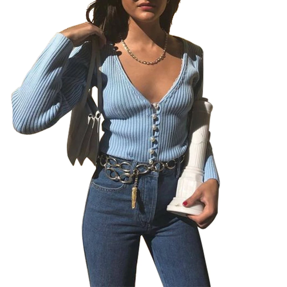 Women Solid Color Cardigan, Female Long Sleeve Deep V-neck Mushroom Button Top Autumn and Winter Clothes
Women Solid Color Cardigan, Female Long Sleeve Deep V-neck Mushroom Button Top Autumn and Winter Clothes
