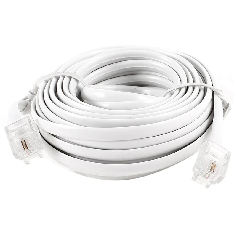 White 6P2C RJ11 Long 6m (20 ft) Phone Extension Cord RJ11 White RJ11 6P2C modular telephone extension cable 6M 20ft Telephone ex 
White 6P2C RJ11 Long 6m (20 ft) Phone Extension Cord RJ11 White RJ11 6P2C modular telephone extension cable 6M 20ft Telephone ex
