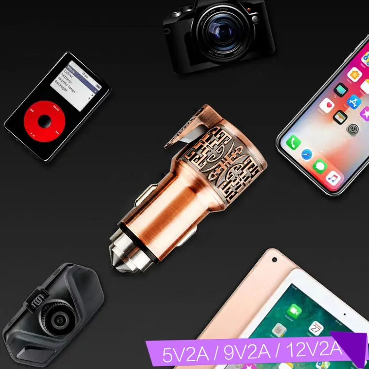 Zuo Mobile Phone Safety Hammer Car Charger Double USB Fast Charge Metal Copper Boutique Iron Box Gift Car Mounted Charger
Zuo Mobile Phone Safety Hammer Car Charger Double USB Fast Charge Metal Copper Boutique Iron Box Gift Car Mounted Charger