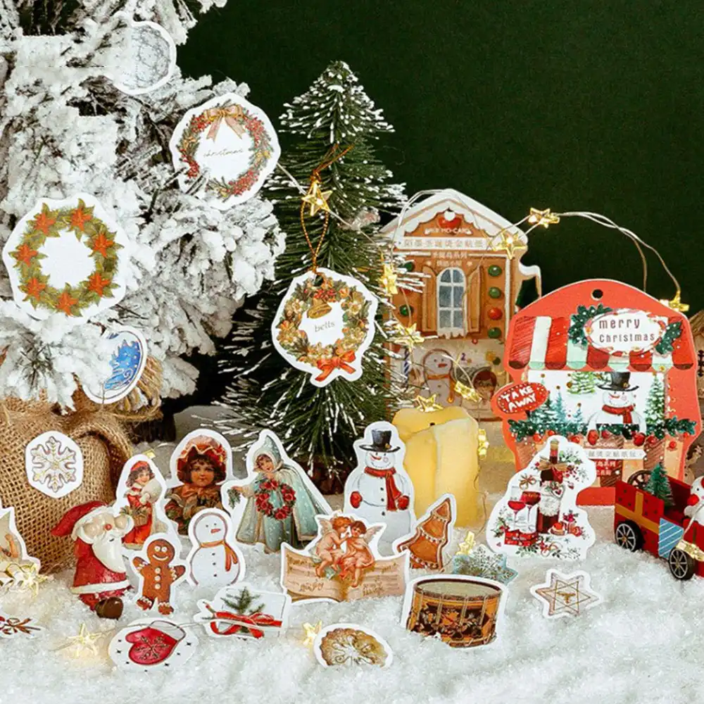 46pcs/box merry christmas decorative sticker santa claus shaped