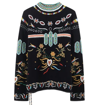 High Quality Floral Embroidery Sweater 2019 Fall Winter Women Wool Blend Pullover Runway Sweater Retro Jumper Warm Tops P-091
High Quality Floral Embroidery Sweater 2019 Fall Winter Women Wool Blend Pullover Runway Sweater Retro Jumper Warm Tops P-091