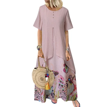 VICABO Women Dress long Printed Plus size O neck Summer Dresses Women clothing Casual Long Dress #s 
VICABO Women Dress long Printed Plus size O neck Summer Dresses Women clothing Casual Long Dress #s