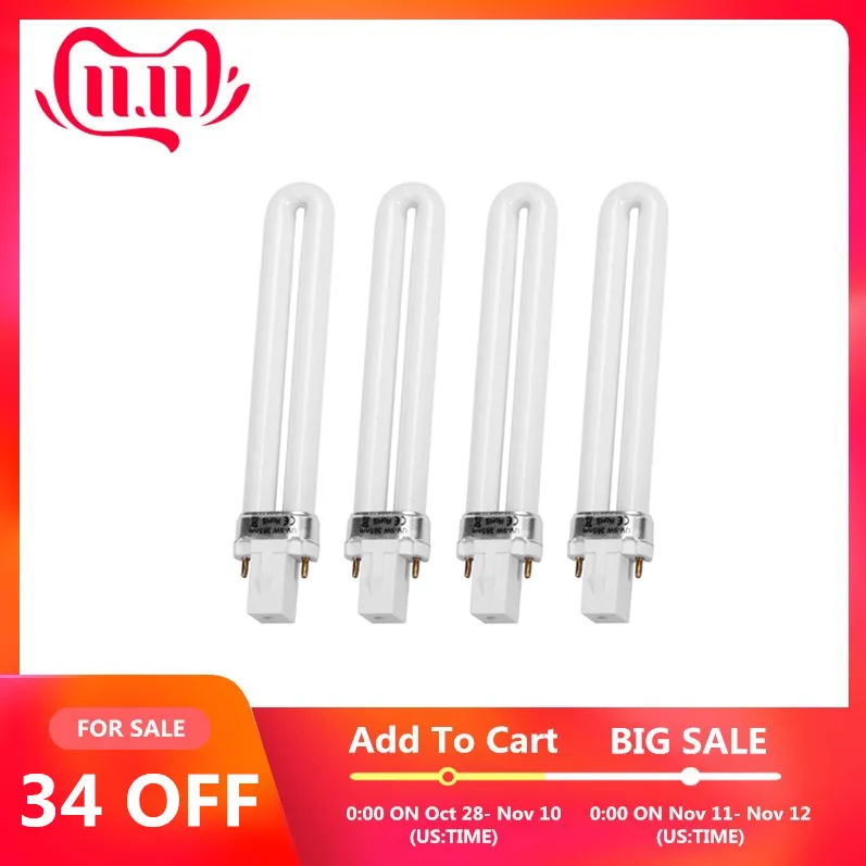 4pcs/set 9W UV Lamp Light Tube Dryer Curing Lamp Replacement U-shaped Lamp Bulb Tube Nail Art Supplies For Nail Art hot sale
4pcs/set 9W UV Lamp Light Tube Dryer Curing Lamp Replacement U-shaped Lamp Bulb Tube Nail Art Supplies For Nail Art hot sale