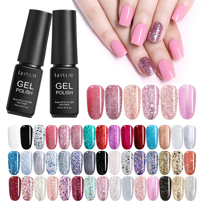 LILYCUTE 7ml Glitter Sequins Nail Gel Polish Rose Gold Soak Off UV LED Long Lasting Nail Gel Colorful Nail Art Gel Varnish
LILYCUTE 7ml Glitter Sequins Nail Gel Polish Rose Gold Soak Off UV LED Long Lasting Nail Gel Colorful Nail Art Gel Varnish