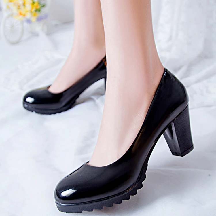 EAGSITY/туфли-лодочки Женские модельные туфли на квадратном каблуке без застежки с