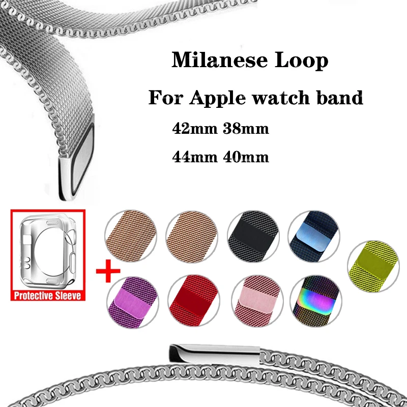Ремешок для часов Milanese из нержавеющей стали Apple Watch series 3 2 1 42/38 мм ремешок iwatch 5 4 40/44