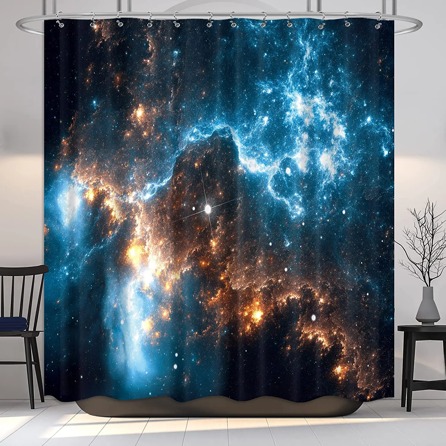 

Star Galaxy Planet Shower Curtain Nebula Night Starry Sky Universe Space Fantasy Fabric Waterproof Home Bathtub Decor 12 Hooks