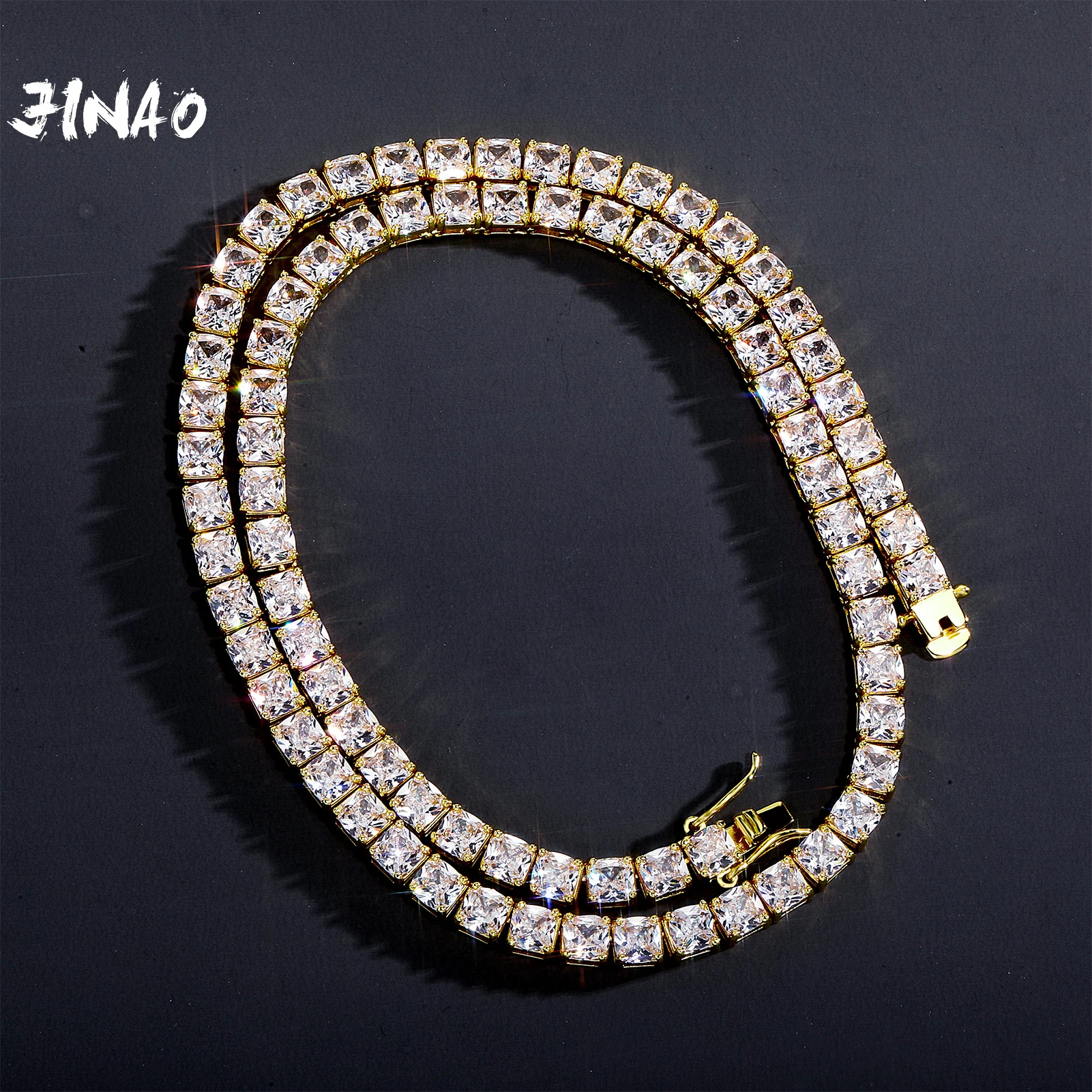 

JINAO NEW 4MM&5MM Square Ice Cravejado AAA+ Cubic Zircon Design European and American Style Tennis Chain Jewelry