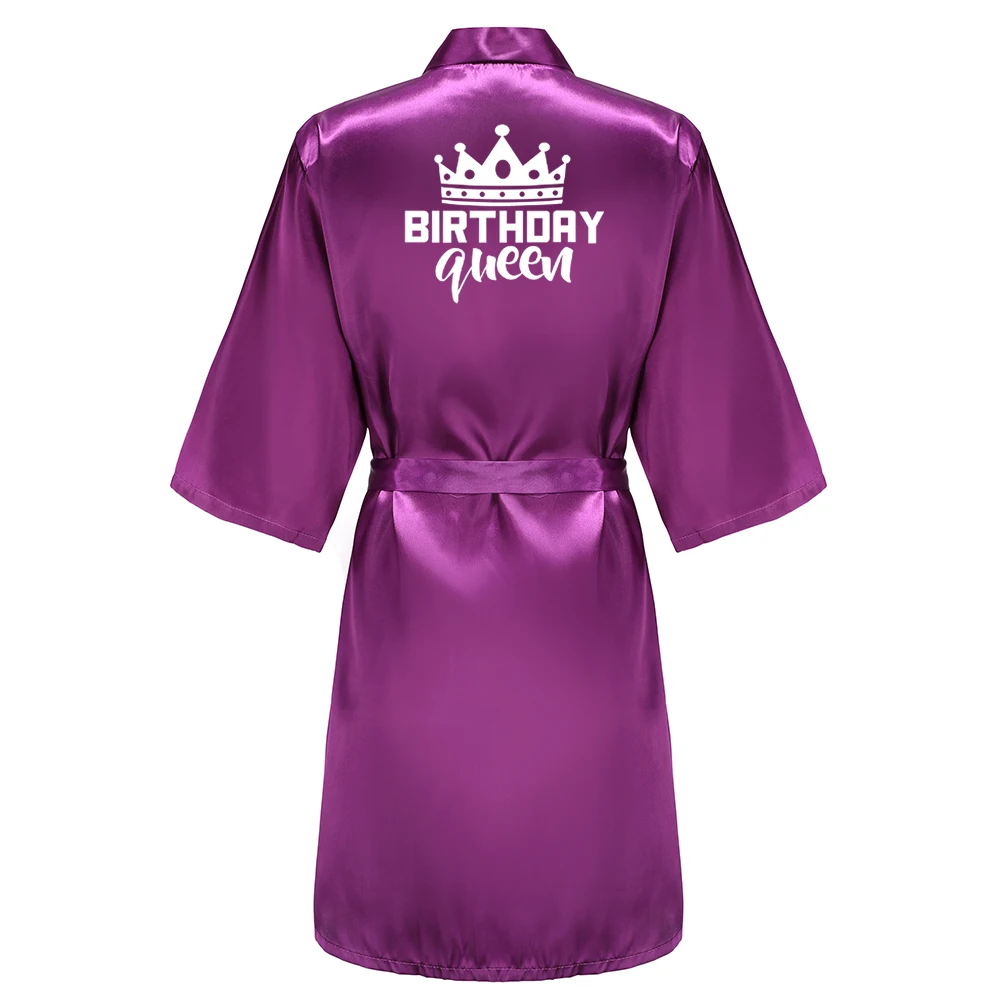 Birthday Party Queen Squad Robes Satin Pajamas Dressing Gown White Writing Kimono Rose Gold Bathrobe Birthday Party Queen Squad Robes Satin Pajamas Dressing Gown White Writing Kimono Rose Gold Bathrobe
