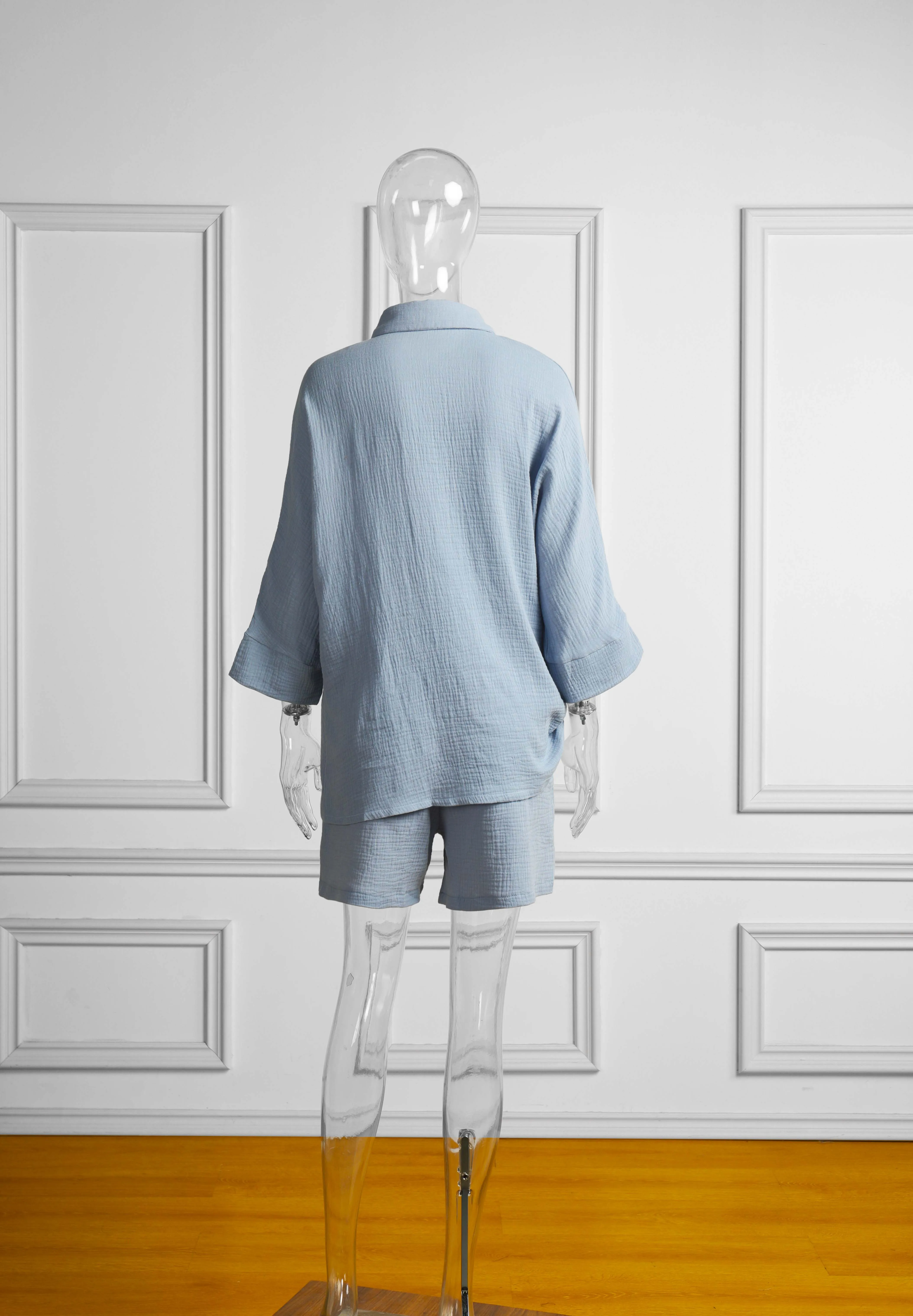 Langarm Shirts Und Lose Hohe Taille Mini Shorts Sets Sommer Loung Tragen frauen Pyjamas Anzüge Casual Oberbekleidung Zwei stück Set Langarm Shirts Und Lose Hohe Taille Mini Shorts Sets Sommer Loung Tragen frauen Pyjamas Anzüge Casual Oberbekleidung Zwei stück Set