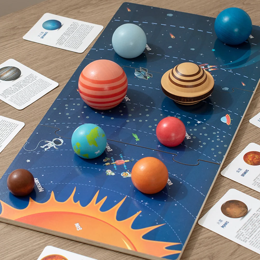 

Обучающие игрушки-пазлы для малышей, Детские космические деревянные головоломки для малышей, солнечная система, модель познания