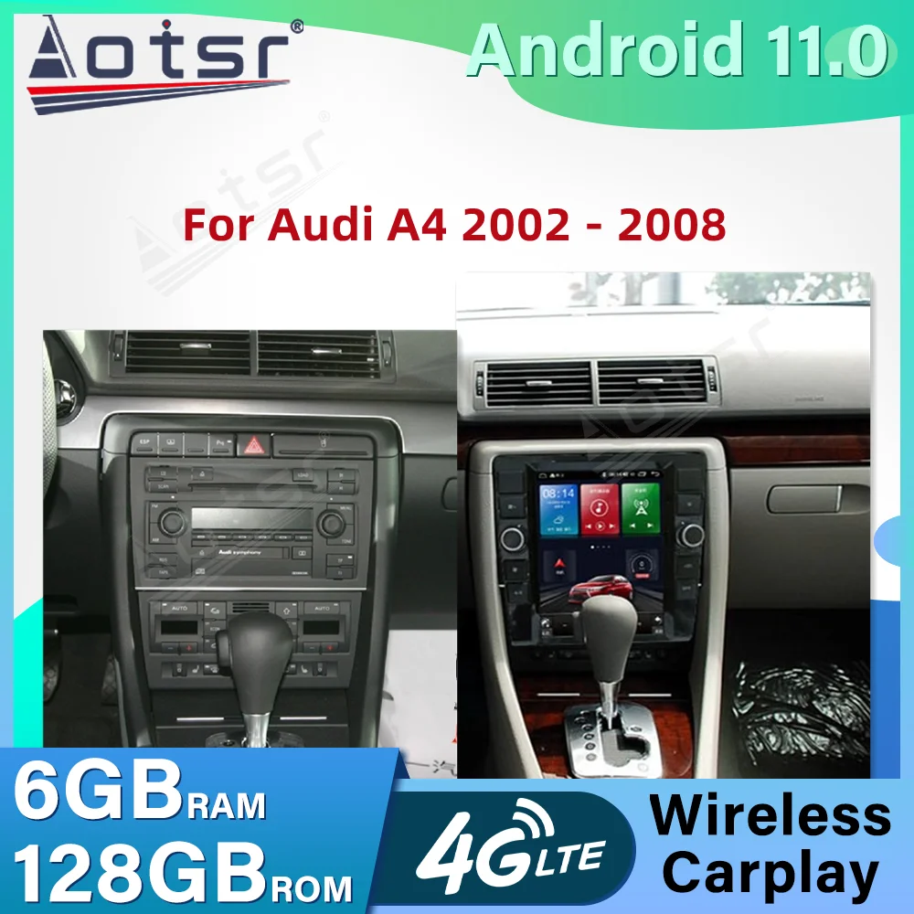 

Android 11.0 6G+128GB Stereo Head Unit Carplay For Audi A4 2002 - 2008 Car Radio GPS Navigation Multimedia Player Audio Auto DSP