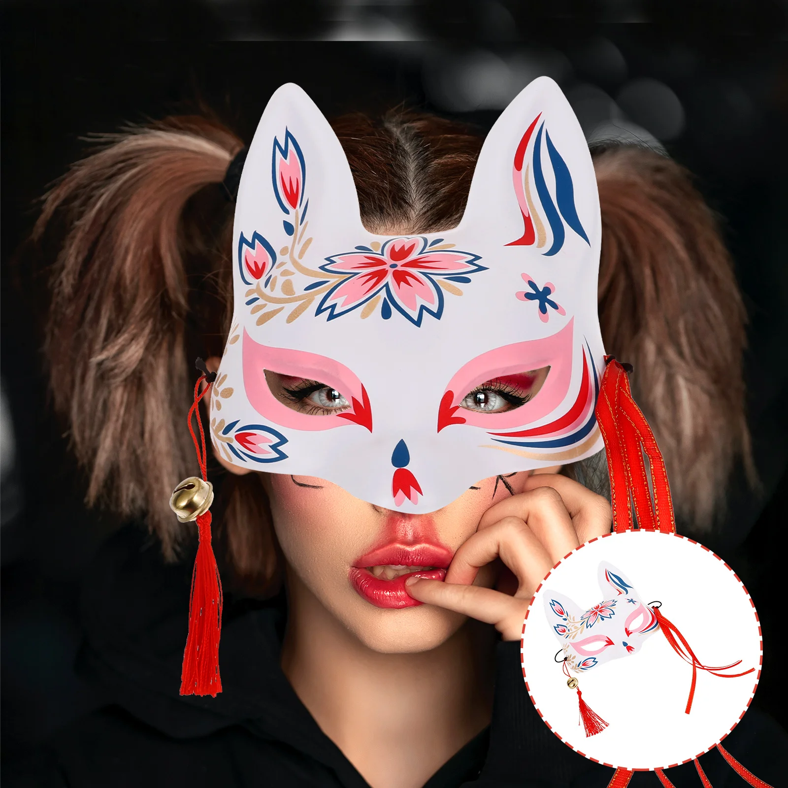 

Fox Demon Mask for Party Masquerade Half Facial Cosplay Decorative Japanese Style Foxes