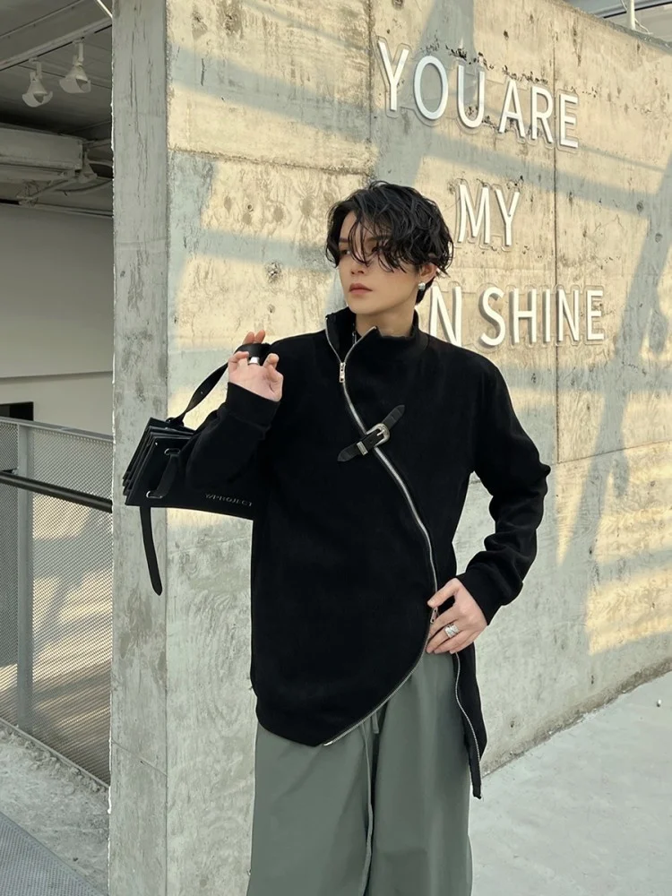 Spring Mens Long Sleeve Gothic T-Shirt Stand Collar Fashion Zipper Designer Tops High Street Black Casual T-Shirts
Spring Mens Long Sleeve Gothic T-Shirt Stand Collar Fashion Zipper Designer Tops High Street Black Casual T-Shirts