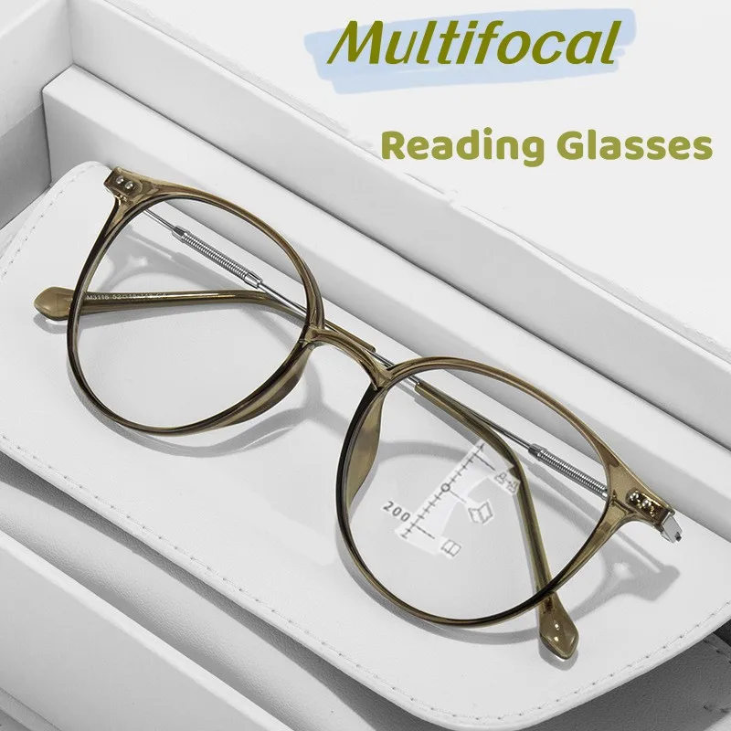 

Anti Blue Light Blocking Multifocal Eyeglasses Women Men Progressive Reading Glasses Vintage Near Far Presbyopia Eyewear Diopter