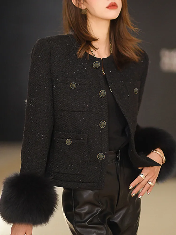 High Quality Luxury Runway New Autumn Women's Woolen Black Blazer Coat Female French Tweed Jackets Tops
High Quality Luxury Runway New Autumn Women's Woolen Black Blazer Coat Female French Tweed Jackets Tops