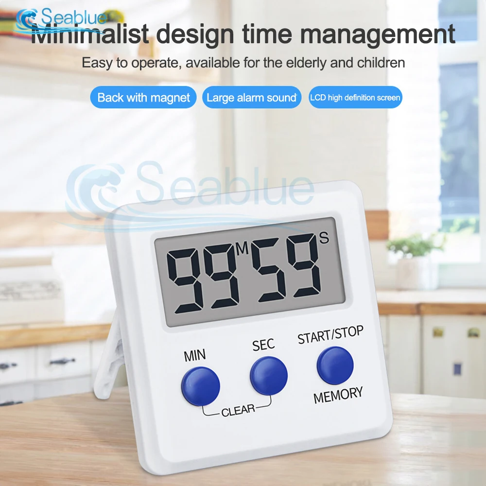 

Electronic Kitchen Timer LCD Display Large Screen Electronic Timer Positive Negative Baking Timer Reminder Timing Big Loud Alarm