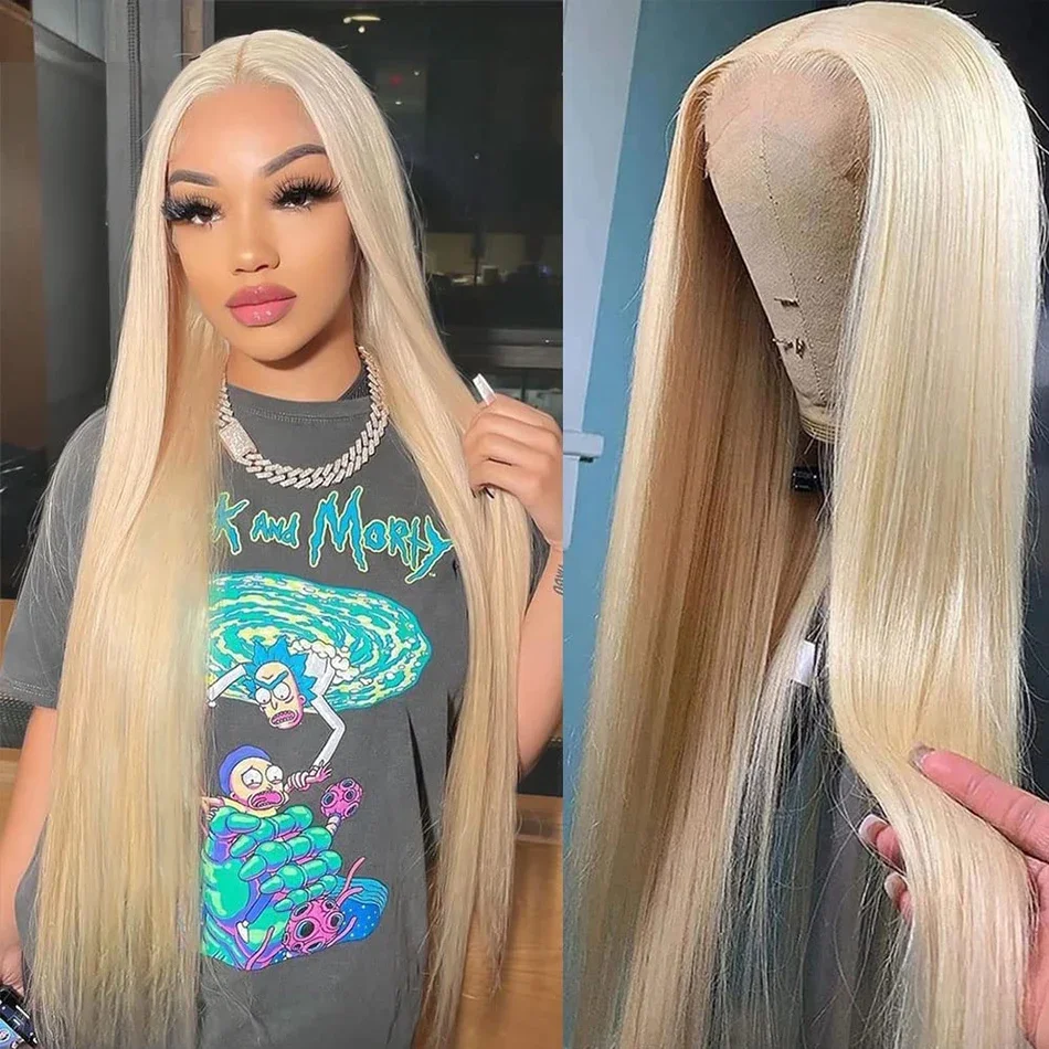 

Straight 613 Blonde 13x4 HD Lace Frontal Human Hair Wigs Transparent 13x6 HD Brazilian Remy Pre Plucked Lace Front Wig For Women