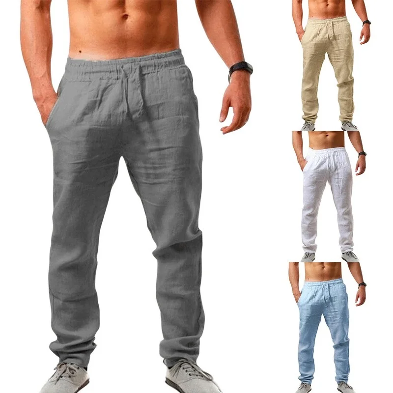 Men's Cotton Linen Pants Solid Color Male Breathable Trousers Waist Loose Long Pants Men Casual Joggers Fitness Streetwear S-3XL 
Men's Cotton Linen Pants Solid Color Male Breathable Trousers Waist Loose Long Pants Men Casual Joggers Fitness Streetwear S-3XL