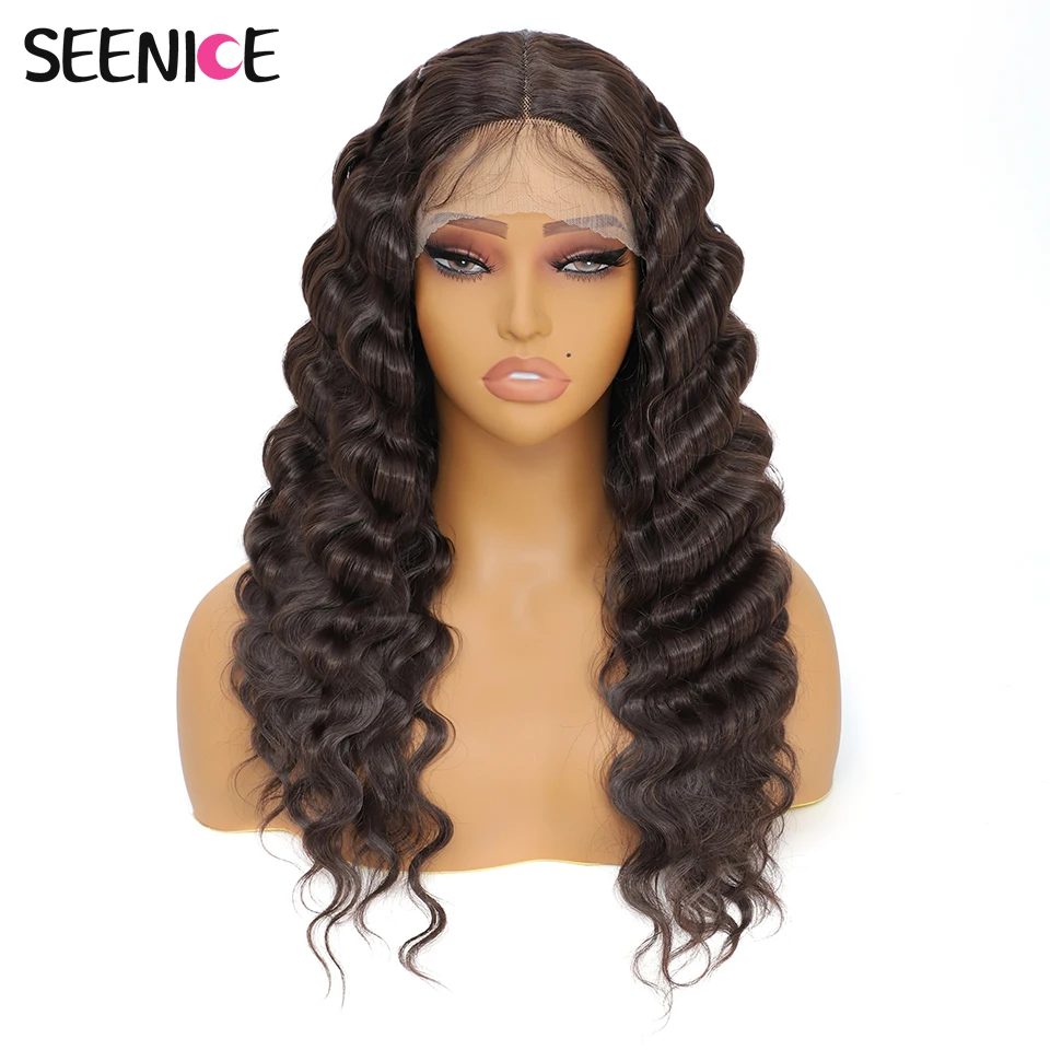 

Deep Wave Lace Front Wig Synthetic 13X4X1 Afro Curly Wigs Glueless For Women Copper Red Pre Plucked with Baby Hair 20” Lace Wigs