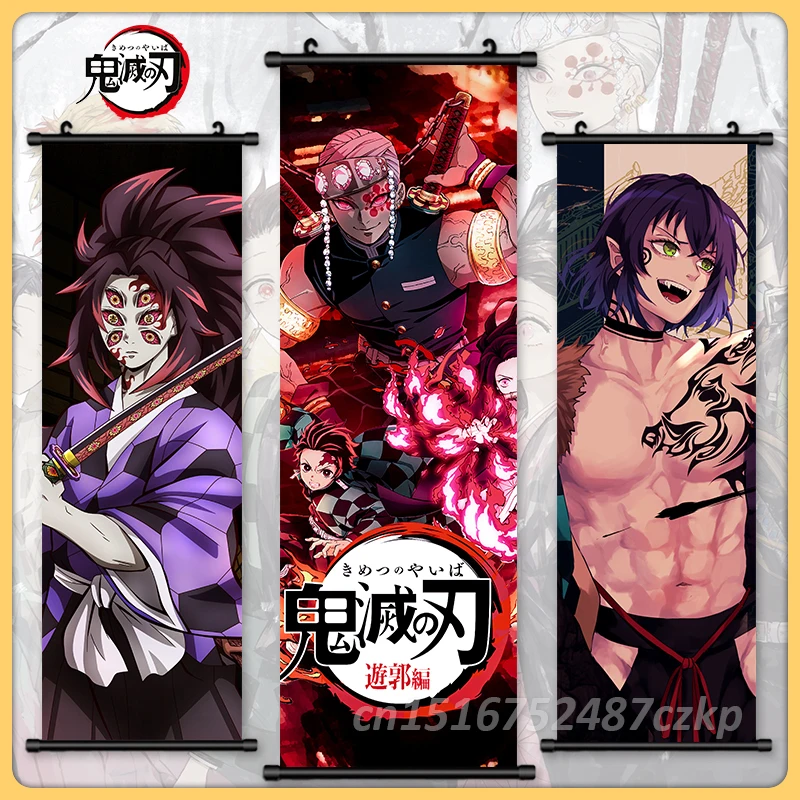 

Poster Anime Canvas Printed Demon Slayer Painting Kochou Tanjiro Japan Wall Art Picture Kamado Nezuko Room Decor Hanging Scrolls