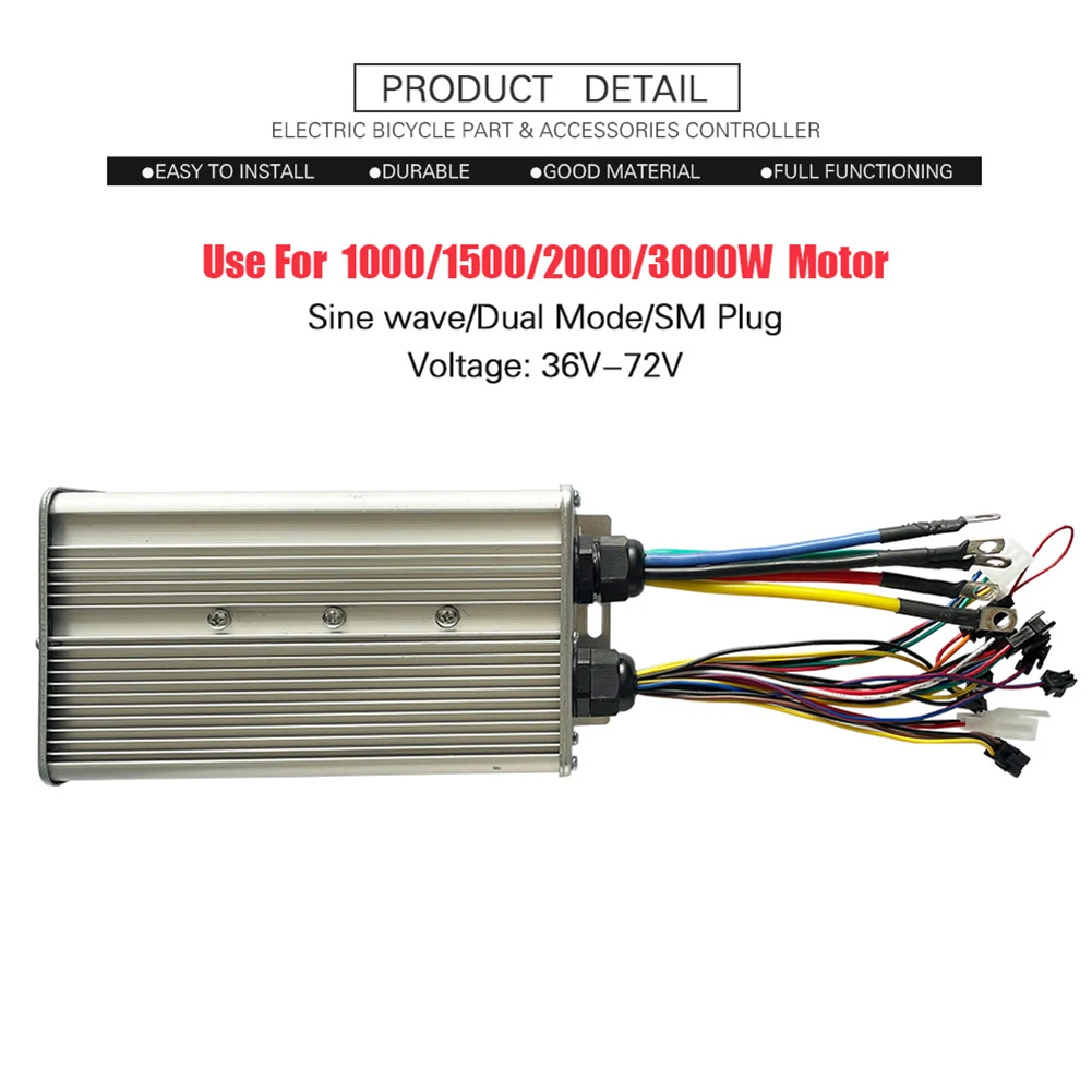 

48V-72V JN-60A 1000W-3000W Motor Dual Controller For Electric Bicycle Scooter Lithium Modification Accessories