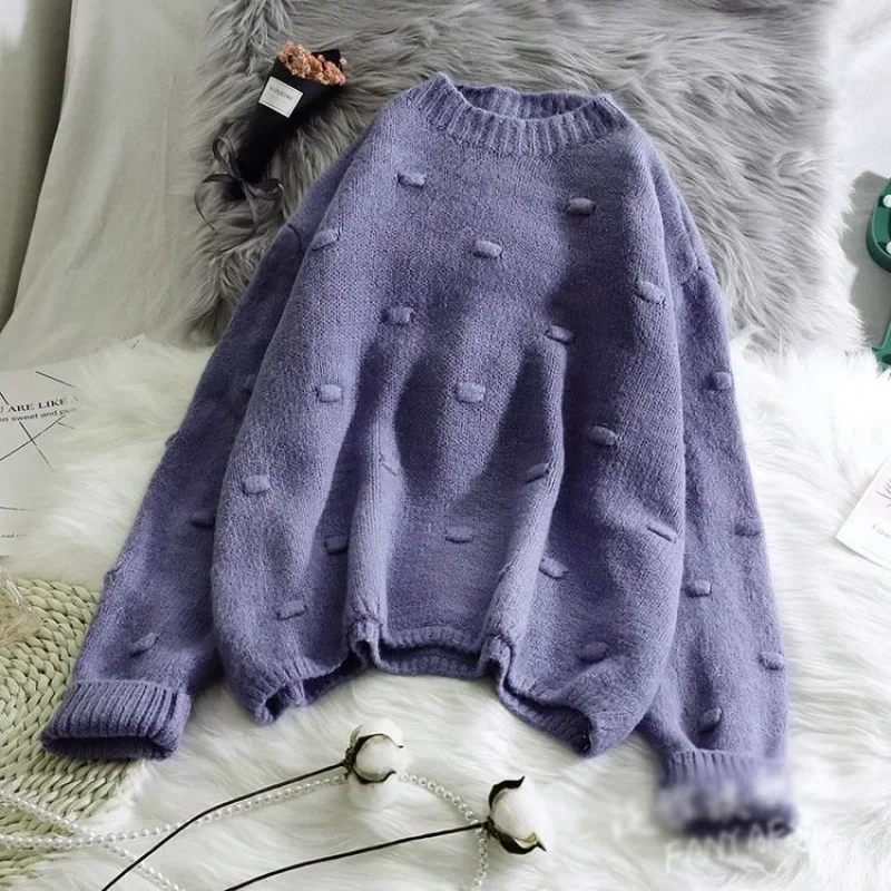 Women Polka Dot Sweater Casual Solid Colors O-Neck Sweater Loose Pullovers Autumn Winter Female New Computer Knitted Thick Tops
Women Polka Dot Sweater Casual Solid Colors O-Neck Sweater Loose Pullovers Autumn Winter Female New Computer Knitted Thick Tops