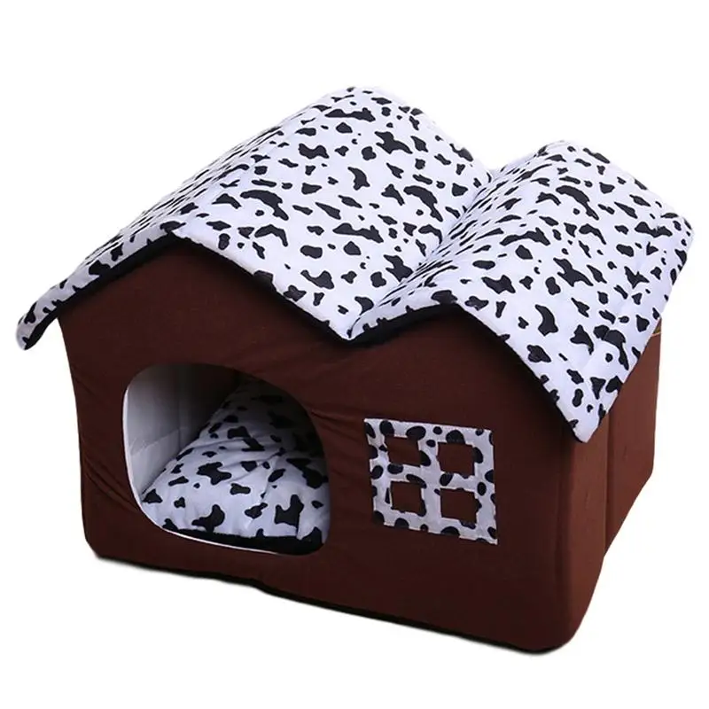 

Домик для домашних животных, милое двухместное гнездо для кошек со съемной моющейся подушкой, отдельно стоящая кровать без деформации, для домашних питомцев