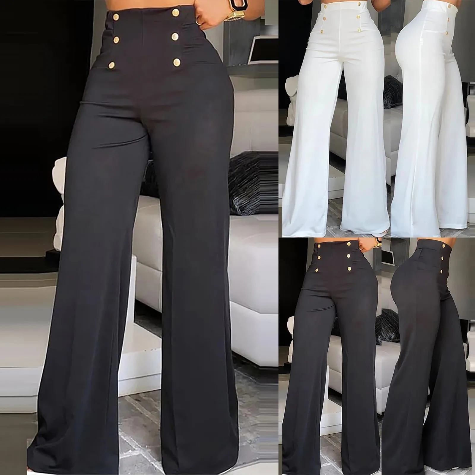 High Waist Straight Pants Women Solid Button Elastic Waist Trousers Loose Pants Loose Autumn Vintage Office Ladies Work Bottoms
High Waist Straight Pants Women Solid Button Elastic Waist Trousers Loose Pants Loose Autumn Vintage Office Ladies Work Bottoms