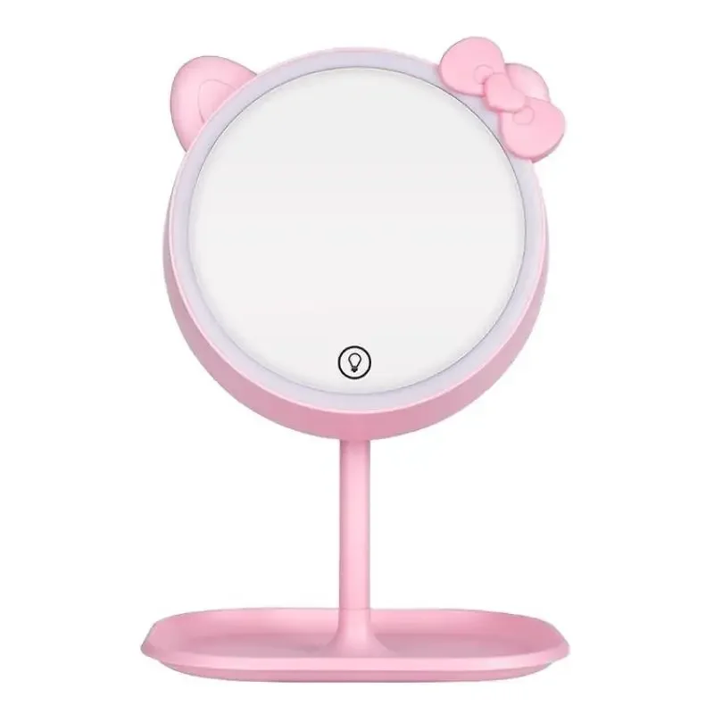 

Kawaii Sanrio Led Makeup Mirror Hello Kitty Cartoon High Bracket Desktop Desktop Mirror Hd Fill Light Exquisite Dressing Mirror