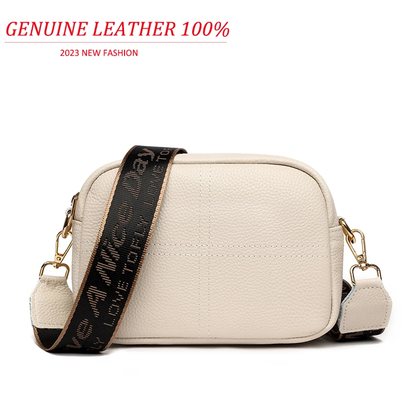 

High Quality Cow Leather Shoulder Bags Crossbody for Women 2023 Fashion Pure Colour Soft Genuine Leather Handbags Messenger Bag