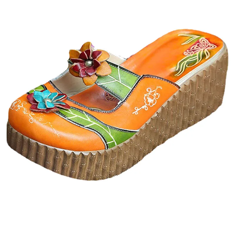 6cm Platform Designer Summer Genuine Leather Platform Wedge Women Slippers New Fashion Appliques Flower Authentic Elegance Shoes
6cm Platform Designer Summer Genuine Leather Platform Wedge Women Slippers New Fashion Appliques Flower Authentic Elegance Shoes