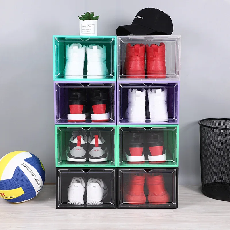 

Simple home can be combined acrylic sneakers storage box color plastic dustproof stackable shoe box