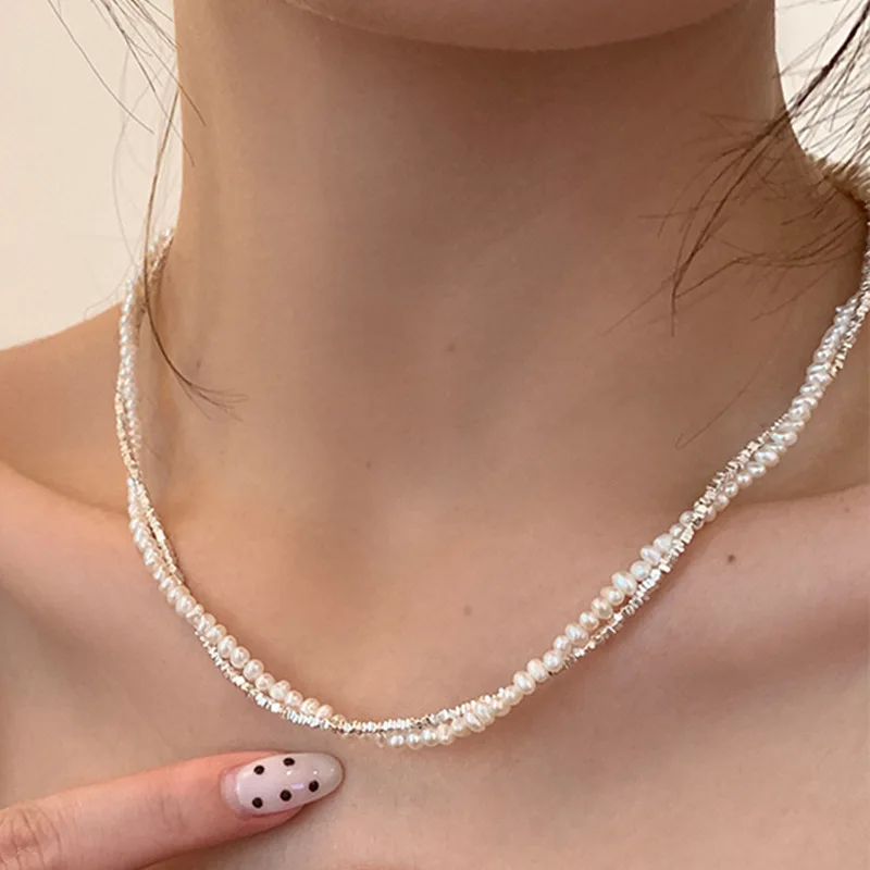 Bilandi-Collier de petites perles simulées pour femmes, bijoux fantaisie, deux couches, cadeau de mariage, accessoires de fête pour filles, offre spéciale 2